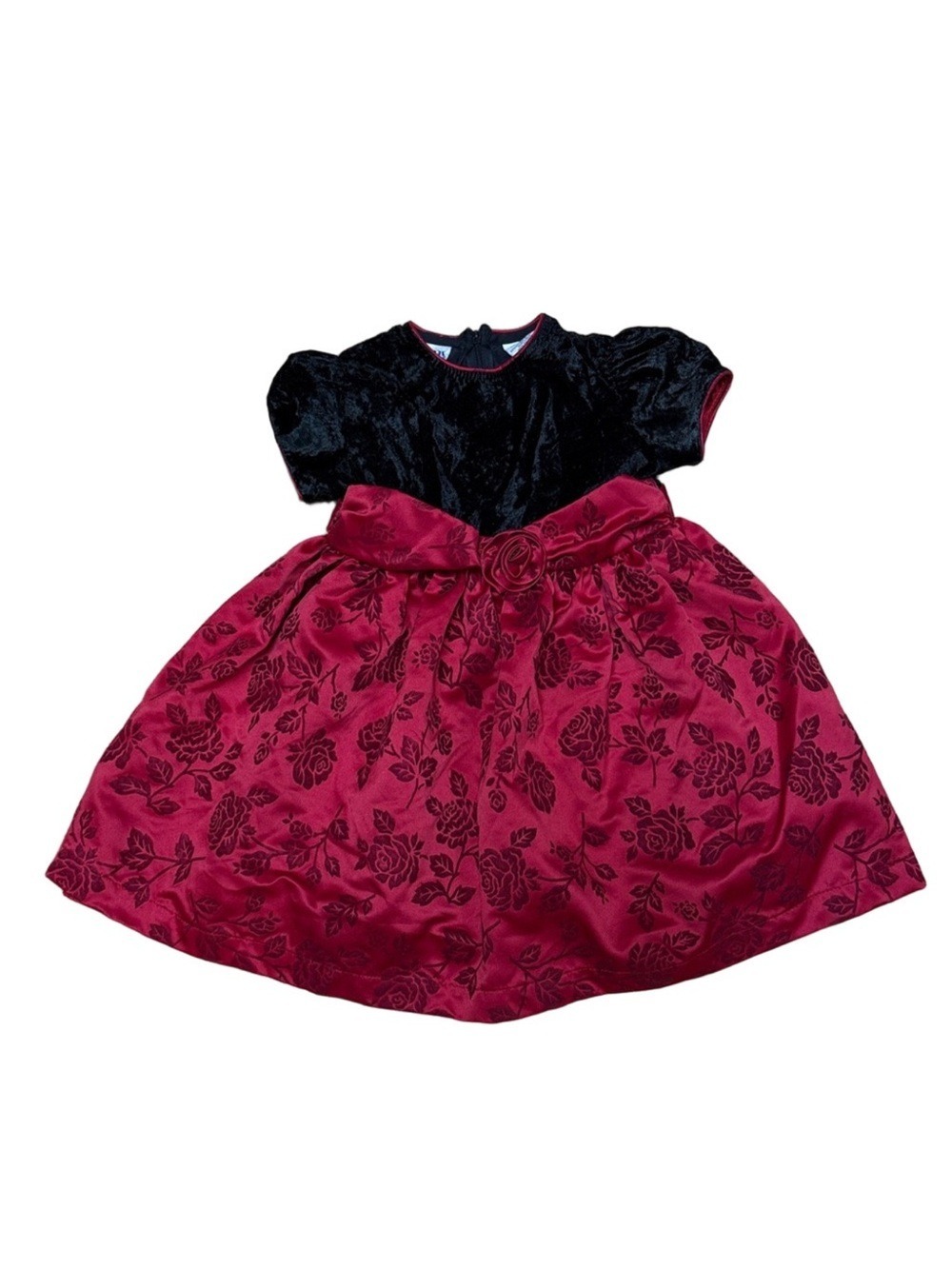 Thomas Girls Red Black Floral Holiday Party Dress Sleeveless Formal